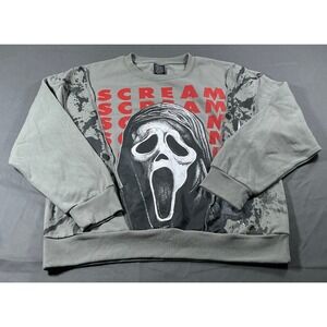 Ghostface Scream Horror Movie Graphic Crewneck Fleece Sweatshirt Mens‎ Large NEW